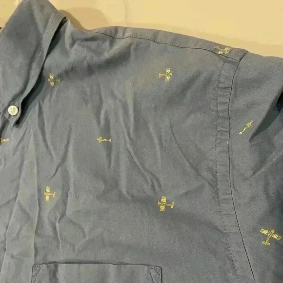 J. Crew Blue Bi-Plane Airplane Print Button Front Oxford Shirt Men’s Size XL - Picture 3 of 6